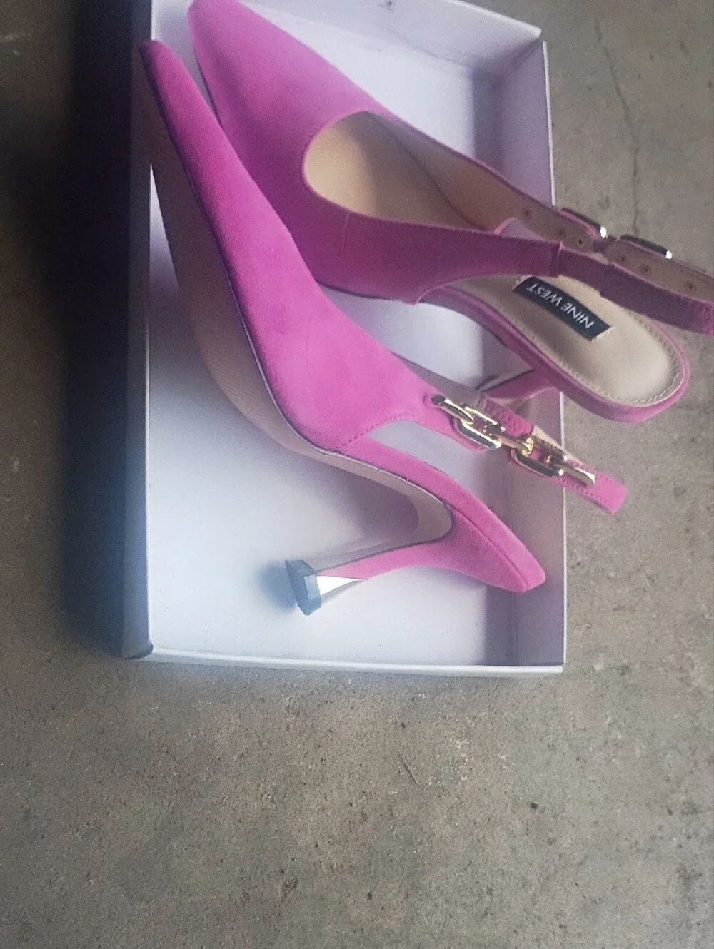 Nine West Pink Suede Slingback Pointed-Toe Pumps